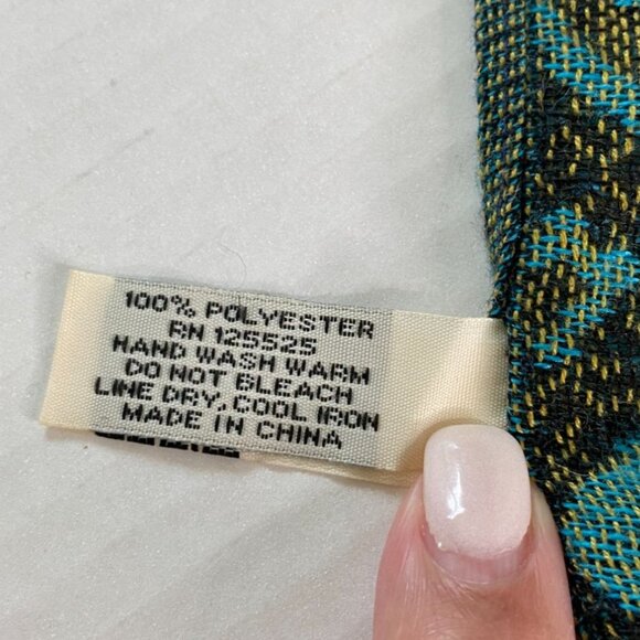 Rikka Womens Blue Animal Print Fringed Scarf One Size Boho Mobwife Whimsigoth - Picture 4 of 6